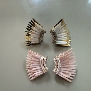 2 pairs of Mignonne Gavigan earrings (gold and white; light pink)